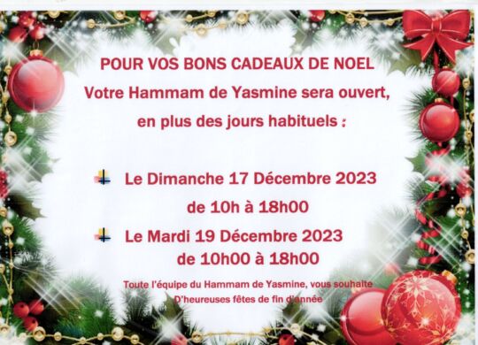 Jours ouverture pour Bons cadeaux